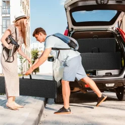 tectake Campingtafelset Vani inklapbaar in wicker-look, Zwart-wicker Look