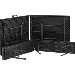 tectake Campingtafelset Vani inklapbaar in wicker-look, Zwart-wicker Look