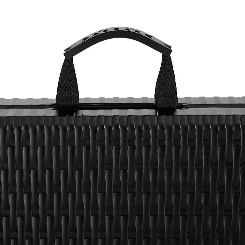 tectake Campingtafelset Vani inklapbaar in wicker-look, Zwart-wicker Look