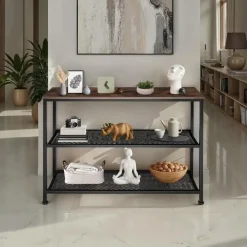 tectake Consoletafel Bristol 100x30x81cm, Industrieel Licht Hout, Eiken Sonoma