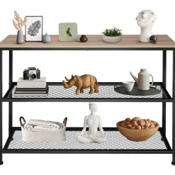 tectake Consoletafel Bristol 100x30x81cm, Industrieel Licht Hout, Eiken Sonoma