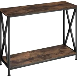 tectake Consoletafel Tacoma 100x35x80,5cm, Industrieel Hout Donker, Rustiek