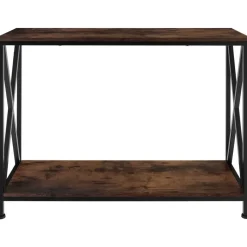 tectake Consoletafel Tacoma 100x35x80,5cm, Industrieel Hout Donker, Rustiek