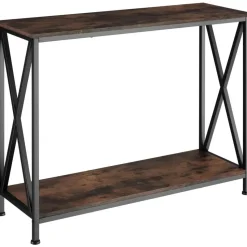 tectake Consoletafel Tacoma 100x35x80,5cm, Industrieel Hout Donker, Rustiek