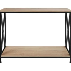 tectake Consoletafel Tacoma 100x35x80,5cm, Industrieel Licht Hout, Eiken Sonoma