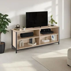 tectake Dressoir Navan 147x41x60,5cm, Industrieel Licht Hout, Eiken Sonoma