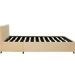 tectake Gestoffeerd bed met LED & opbergruimte, 120 x 200 cm, Beige