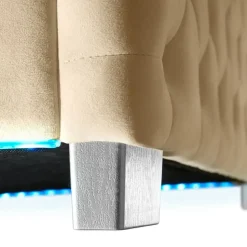 tectake Gestoffeerd bed met LED & opbergruimte, 120 x 200 cm, Beige