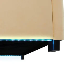 tectake Gestoffeerd bed met LED & opbergruimte, 120 x 200 cm, Beige