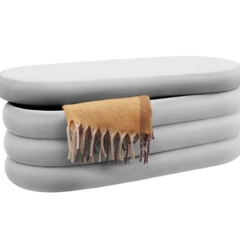 tectake Gestoffeerde zitbank Altu met veel opbergruimte, Fluweellook Grijs