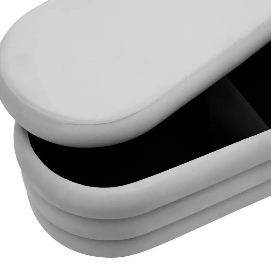 tectake Gestoffeerde zitbank Altu met veel opbergruimte, Fluweellook Grijs