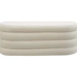 tectake Gestoffeerde zitbank Altu met veel opbergruimte, Fluweellook Crèmewit