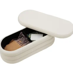 tectake Gestoffeerde zitbank Altu met veel opbergruimte, Bouclé Crèmewit