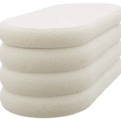 tectake Gestoffeerde zitbank Altu met veel opbergruimte, Bouclé Crèmewit