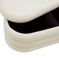 tectake Gestoffeerde zitbank Altu met veel opbergruimte, Bouclé Crèmewit