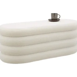 tectake Gestoffeerde zitbank Altu met veel opbergruimte, Bouclé Crèmewit