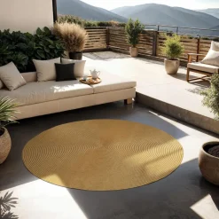 tectake® Geweven vloerkleed Raya in jute-look Ø 160 cm - Bruin