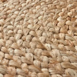 tectake Handgemaakte poef Banno Elipse van jute, rond, boho-stijl, Beige