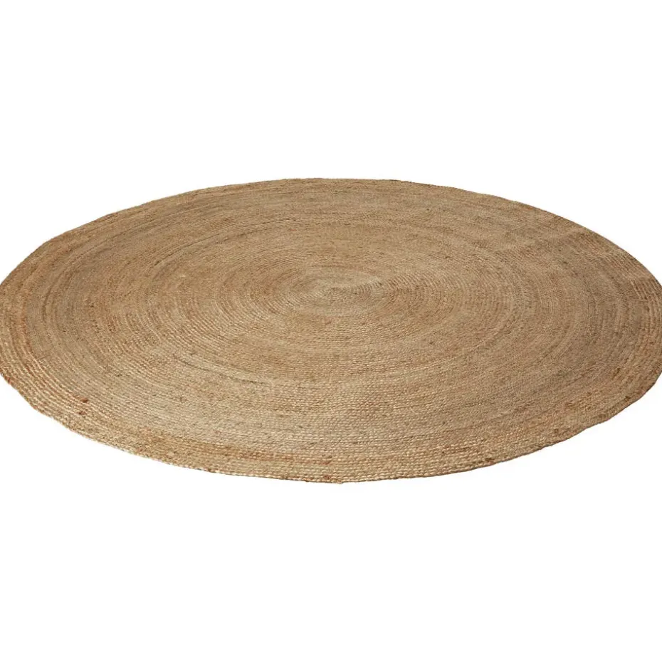 tectake® Handgeweven tapijt Glim van jute, boho-stijl, rond Ø 200 cm