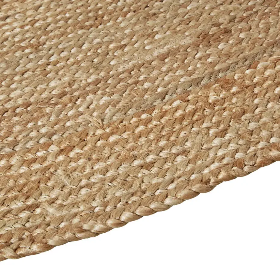 tectake® Handgeweven tapijt Glim van jute, boho-stijl, rond Ø 200 cm