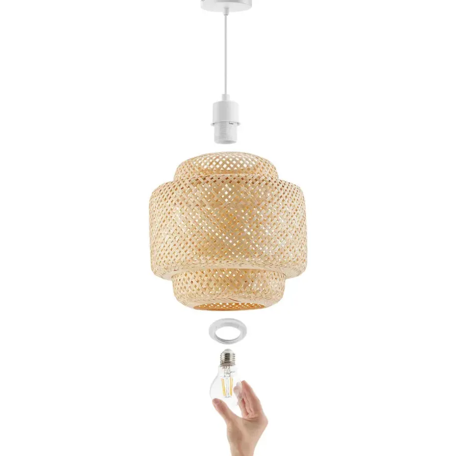 tectake Hanglamp Lignea Lux van bamboe, in boho-stijl, 40W, Bruin
