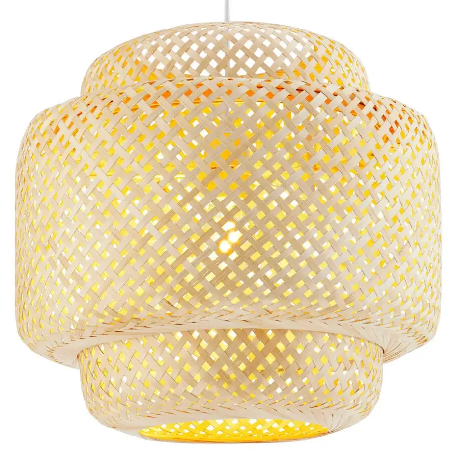 tectake Hanglamp Lignea Lux van bamboe, in boho-stijl, 40W, Bruin