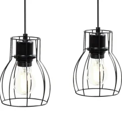 tectake Hanglamp Woody, 4-lichts, met houten balk, 40 W, Zwart/bruin