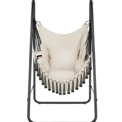 tectake Hangstoel Alison, boho-stijl, draagkracht 160kg, Beige