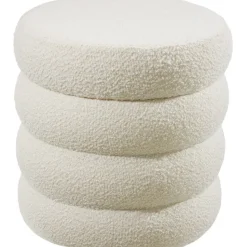 tectake Hocker Altu, gestoffeerd, opbergruimte, Bouclé Crèmewit