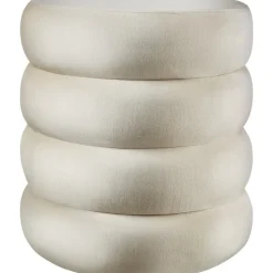 tectake Hocker Altu, gestoffeerd, opbergruimte, Fluweellook Crèmewit