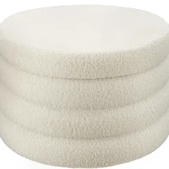 tectake Hocker Altu XL, gestoffeerd, opbergruimte, Bouclé Crèmewit