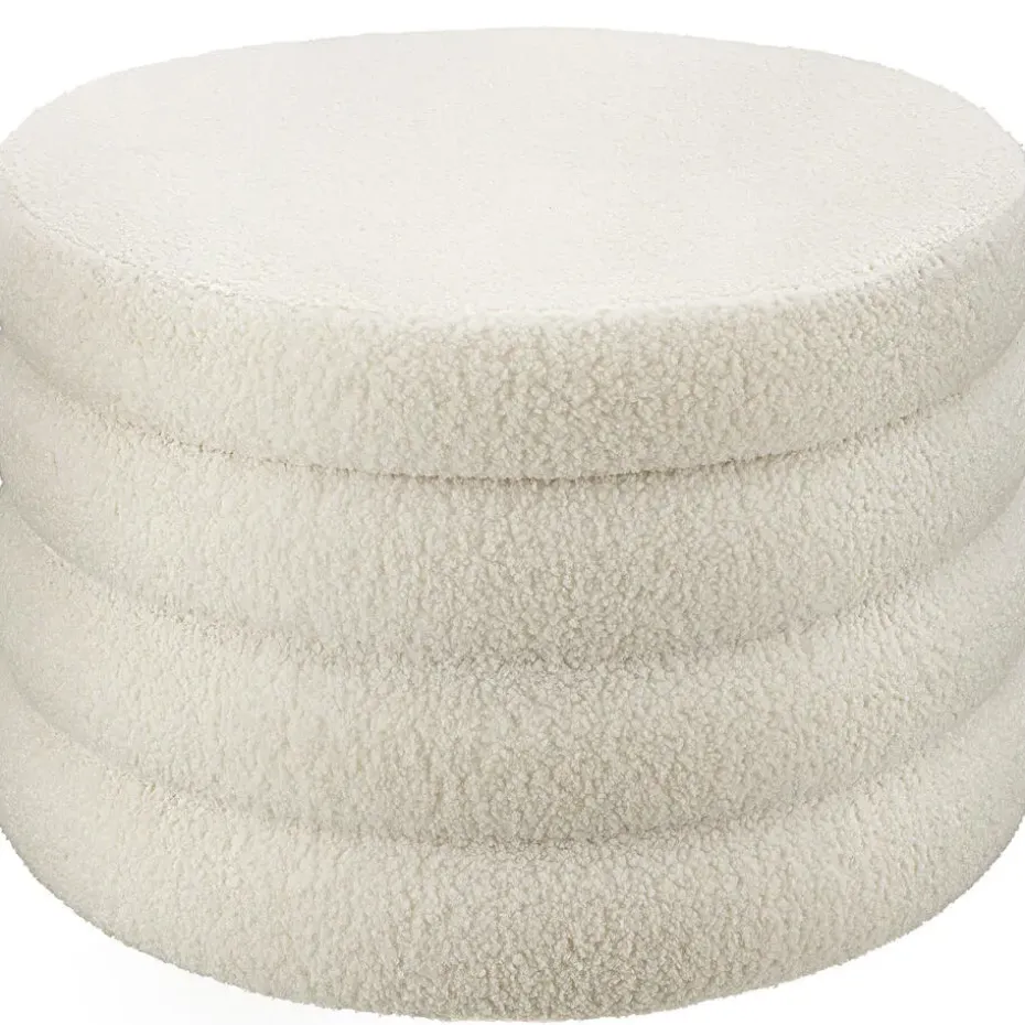 tectake Hocker Altu XL, gestoffeerd, opbergruimte, Bouclé Crèmewit