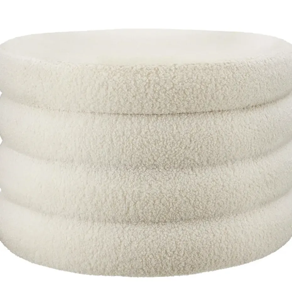 tectake Hocker Altu XL, gestoffeerd, opbergruimte, Bouclé Crèmewit