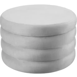 tectake Hocker Altu XL, gestoffeerd, opbergruimte, Fluweellook Grijs