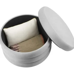 tectake Hocker Altu XL, gestoffeerd, opbergruimte, Fluweellook Grijs