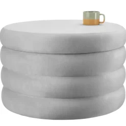 tectake Hocker Altu XL, gestoffeerd, opbergruimte, Fluweellook Grijs