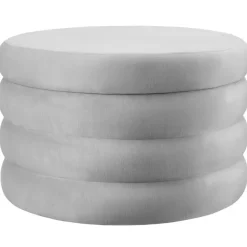 tectake Hocker Altu XL, gestoffeerd, opbergruimte, Fluweellook Grijs