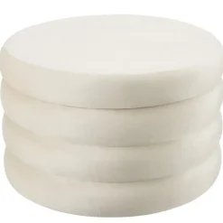 tectake Hocker Altu XL, gestoffeerd, opbergruimte, Fluweellook Crèmewit