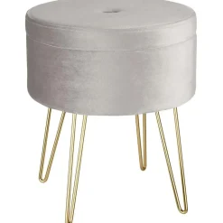 tectake Hocker Ava gestoffeerd in fluweellook 300kg met opbergruimte