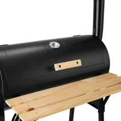 tectake Houtskool barbecue Smoker met thermometer, Zwart