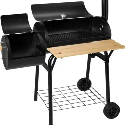 tectake Houtskool barbecue Smoker met thermometer, Zwart