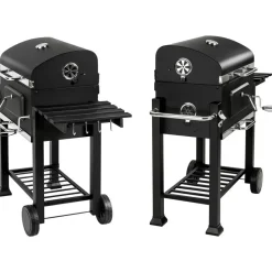 tectake Houtskoolbarbecue in hoogte verstelbaar, Zwart