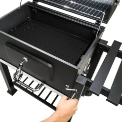 tectake Houtskoolbarbecue in hoogte verstelbaar, Zwart