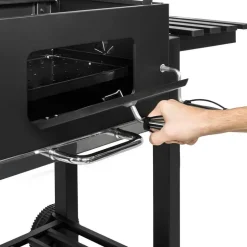 tectake Houtskoolbarbecue in hoogte verstelbaar, Zwart