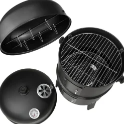 tectake Houtskoolbarbecue rookton 3 in 1, Zwart