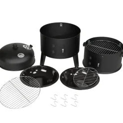 tectake Houtskoolbarbecue rookton 3 in 1, Zwart