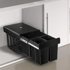 tectake Inbouw prullenbak Ashlyn, 3-voudige scheiding, 31L, telescooprails