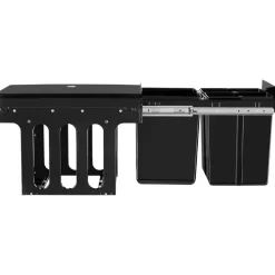 tectake Inbouw prullenbak Ashlyn, 3-voudige scheiding, 31L, telescooprails