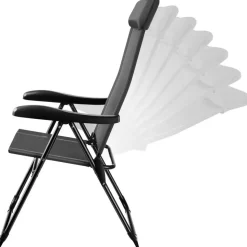 tectake Inklapbare campingstoel Müritz met hoofdkussen, aluminium, Antraciet