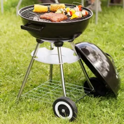 tectake Kogelbarbecue met wielen Ø 41,5cm , Zwart